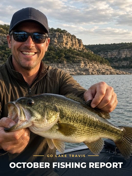 Lake Travis bass fishing, October 2026