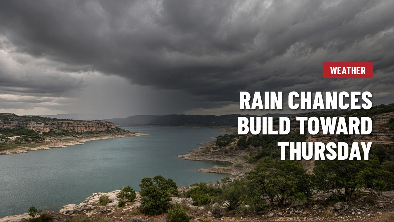 Rain chances build toward Thursday and Friday, with flood risk highest west of Austin