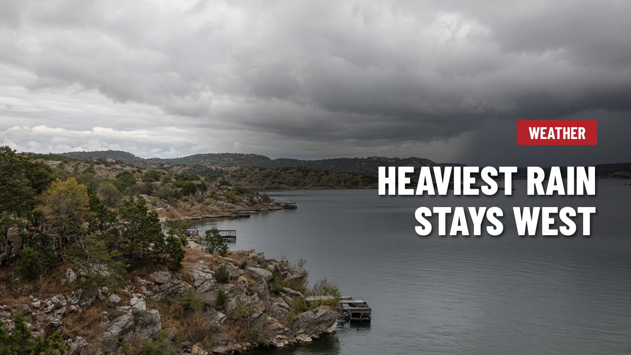 Late-week rain now looks heaviest far west of Lake Travis, with lighter totals near Austin
