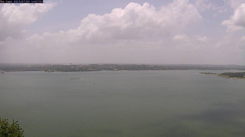 Lake Travis webcam, July 2, 2015 1:15 PM CT