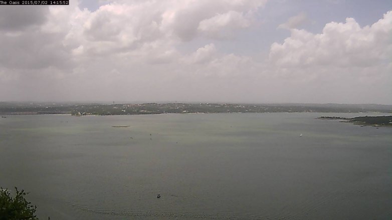 Lake Travis webcam, July 2, 2015 1:20 PM CT
