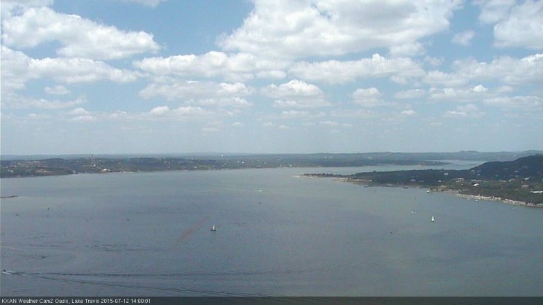 Lake Travis webcam, July 12, 2015 1:15 PM CT