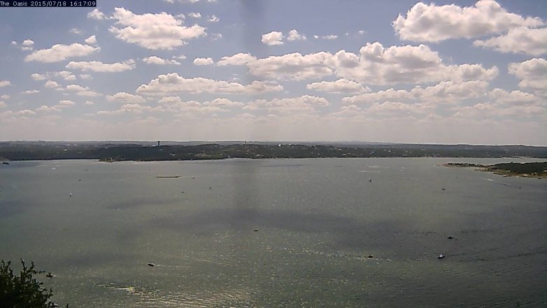 Lake Travis webcam, July 18, 2015 3:25 PM CT