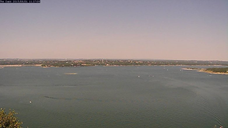Lake Travis webcam, August 1, 2015 10:45 AM CT