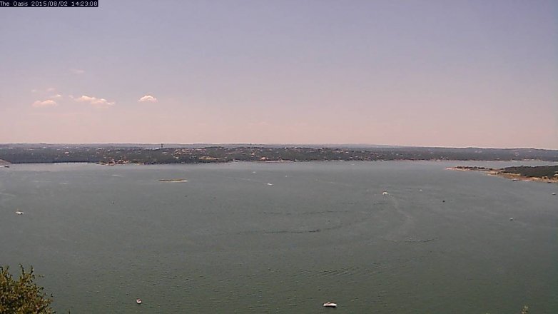 Lake Travis webcam, August 2, 2015 1:30 PM CT
