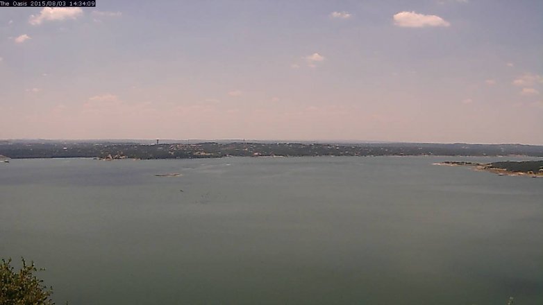 Lake Travis webcam, August 3, 2015 1:40 PM CT