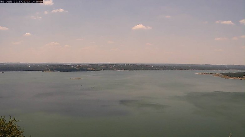 Lake Travis webcam, August 3, 2015 1:45 PM CT