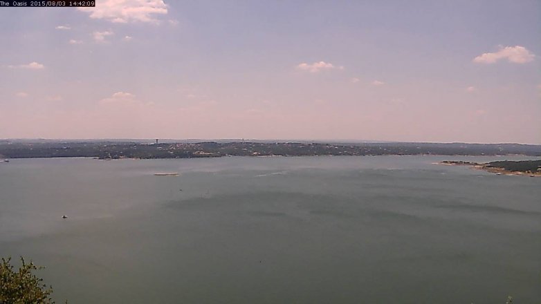 Lake Travis webcam, August 3, 2015 1:50 PM CT