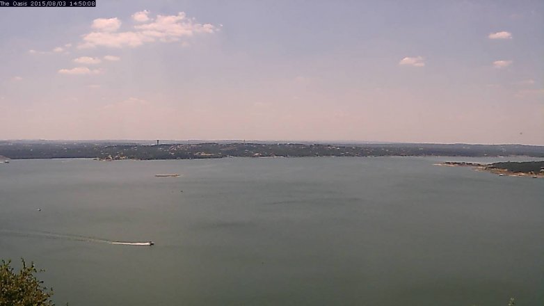 Lake Travis webcam, August 3, 2015 1:55 PM CT