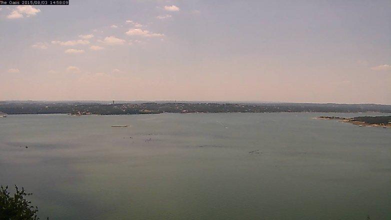 Lake Travis webcam, August 3, 2015 2:05 PM CT