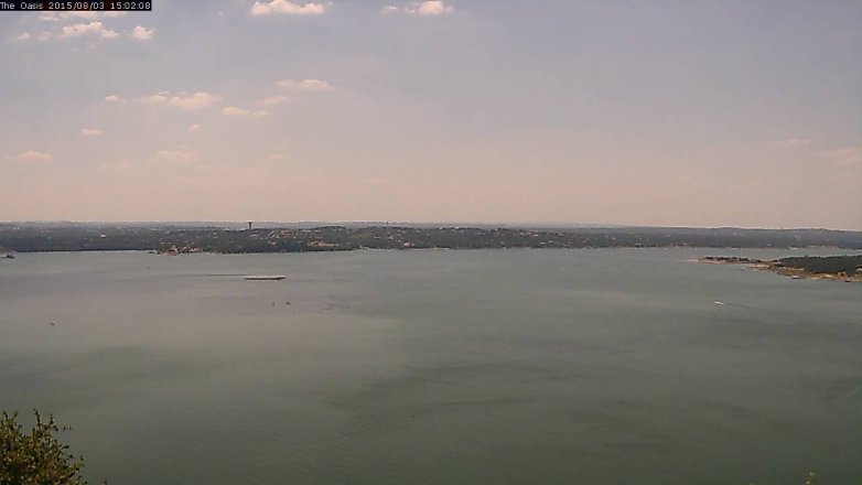Lake Travis webcam, August 3, 2015 2:10 PM CT