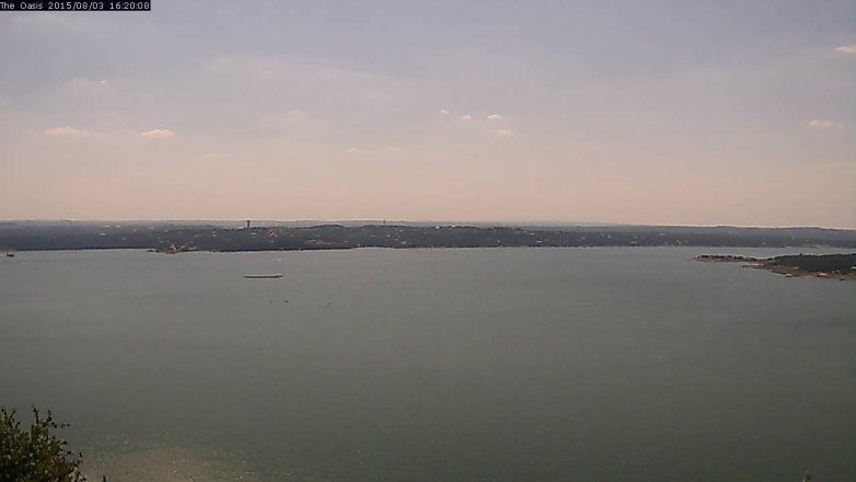 Lake Travis webcam, August 3, 2015 3:25 PM CT