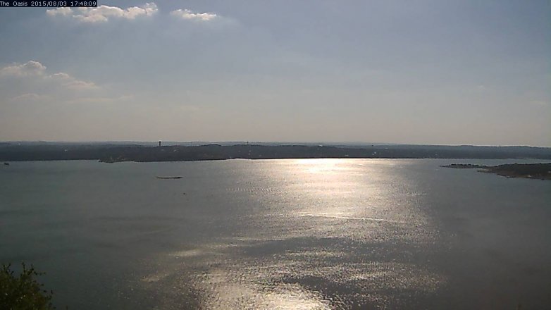 Lake Travis webcam, August 3, 2015 4:55 PM CT
