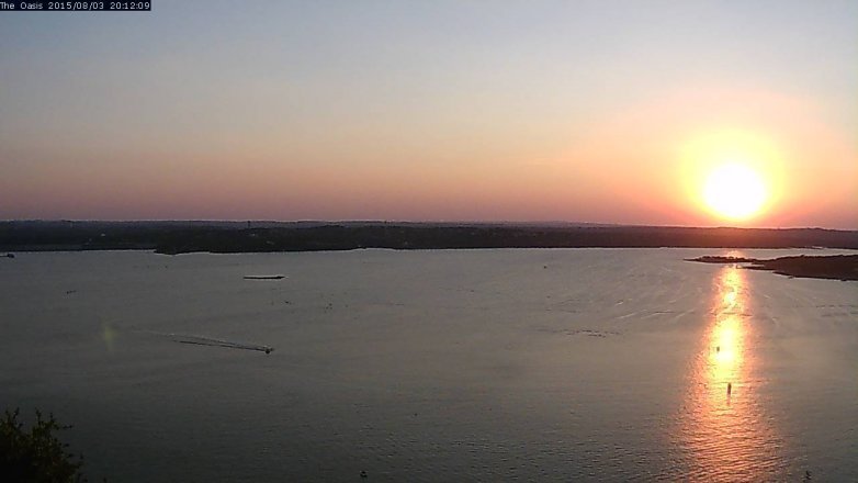 Lake Travis webcam, August 3, 2015 7:20 PM CT
