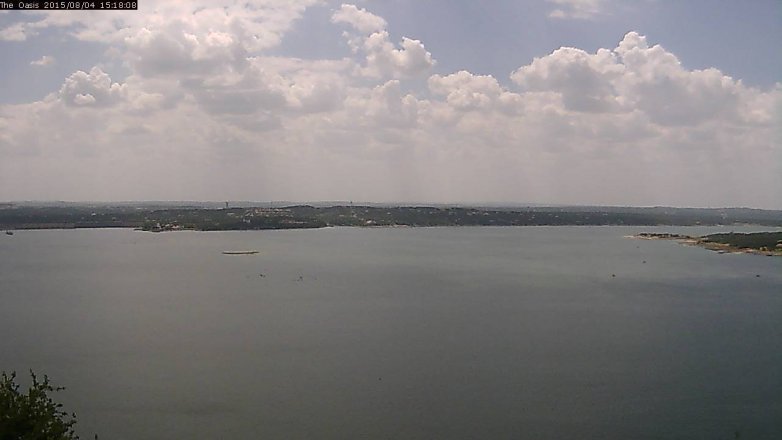 Lake Travis webcam, August 4, 2015 2:25 PM CT