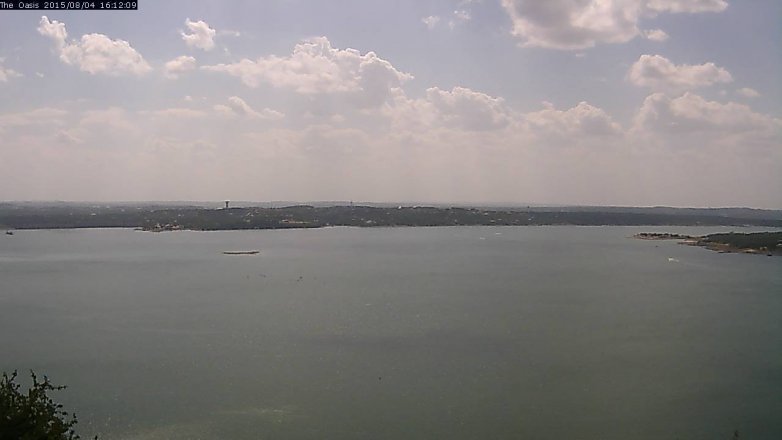 Lake Travis webcam, August 4, 2015 3:20 PM CT