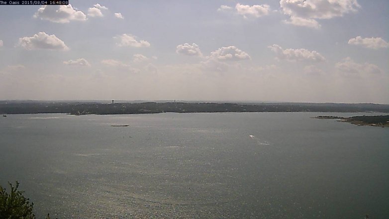 Lake Travis webcam, August 4, 2015 3:55 PM CT