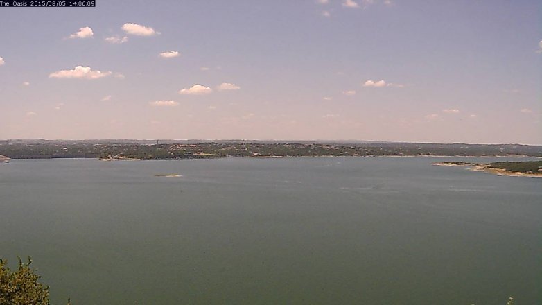 Lake Travis webcam, August 5, 2015 1:10 PM CT