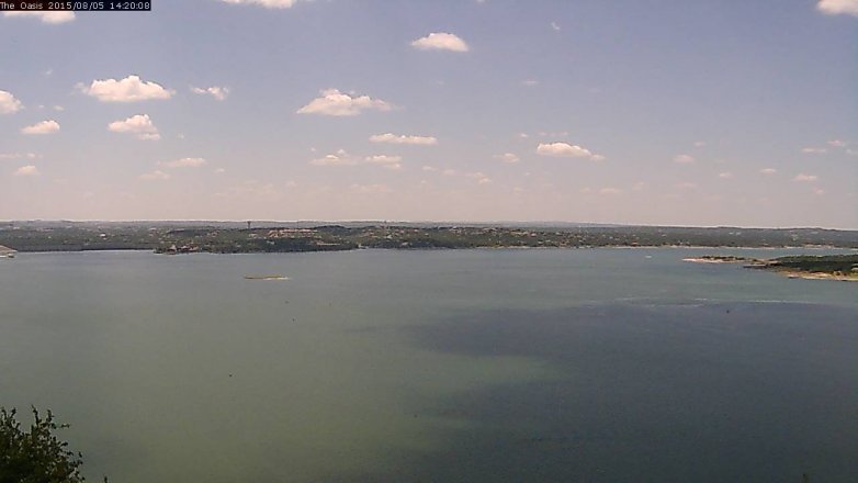 Lake Travis webcam, August 5, 2015 1:25 PM CT