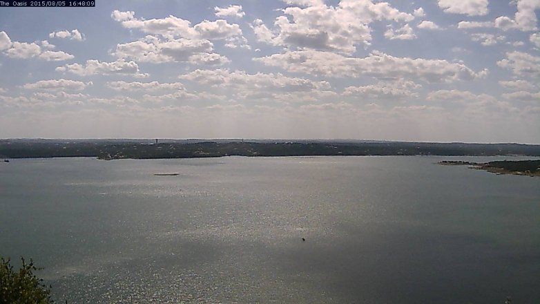 Lake Travis webcam, August 5, 2015 3:55 PM CT