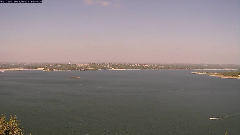 Lake Travis webcam, August 6, 2015 9:55 AM CT