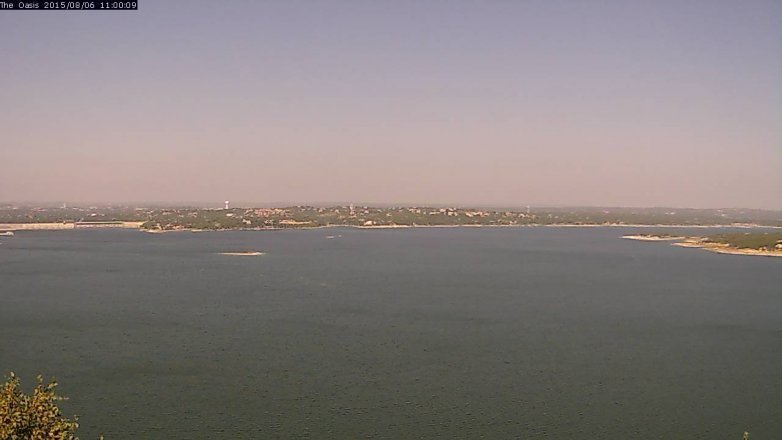 Lake Travis webcam, August 6, 2015 10:05 AM CT