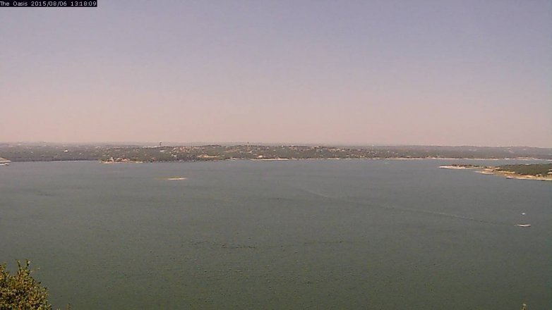 Lake Travis webcam, August 6, 2015 12:25 PM CT