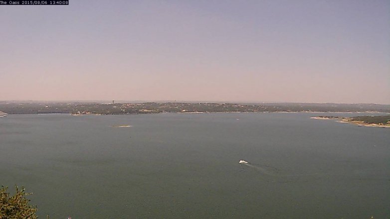 Lake Travis webcam, August 6, 2015 12:45 PM CT
