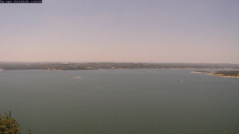 Lake Travis webcam, August 6, 2015 1:10 PM CT