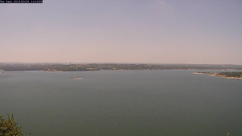 Lake Travis webcam, August 6, 2015 1:15 PM CT