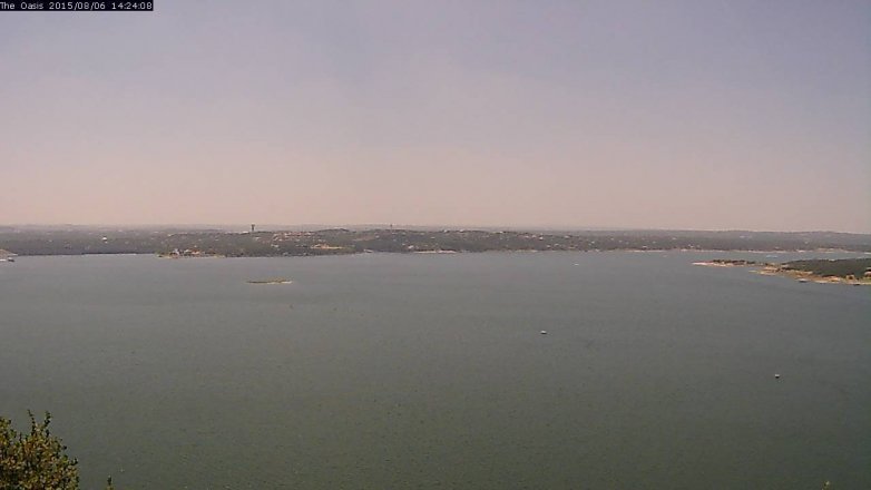 Lake Travis webcam, August 6, 2015 1:30 PM CT