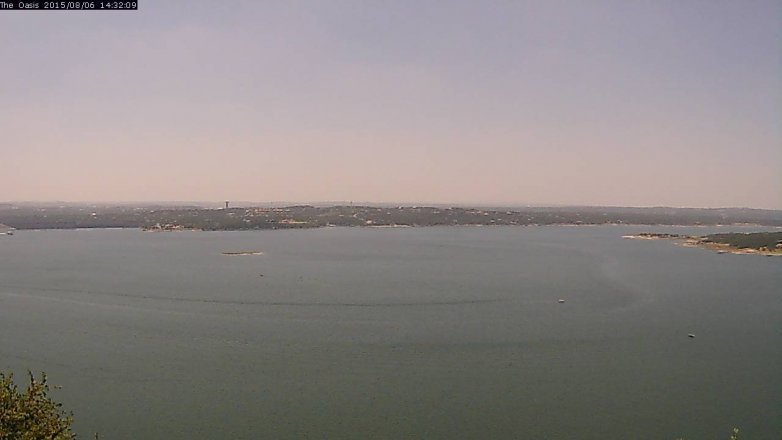 Lake Travis webcam, August 6, 2015 1:40 PM CT