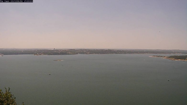 Lake Travis webcam, August 6, 2015 2:05 PM CT