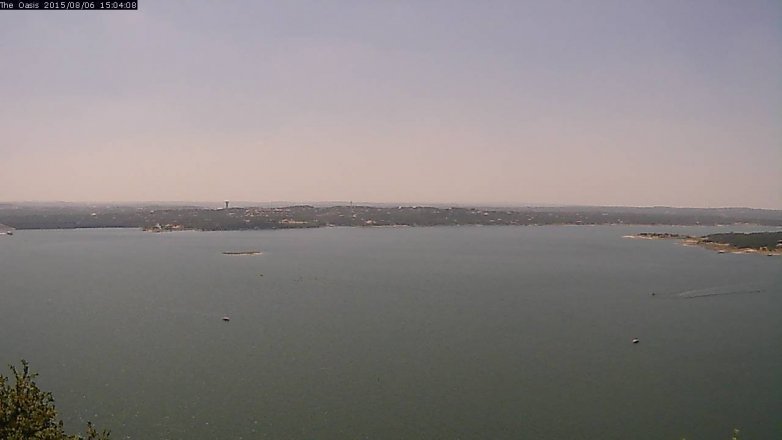 Lake Travis webcam, August 6, 2015 2:10 PM CT