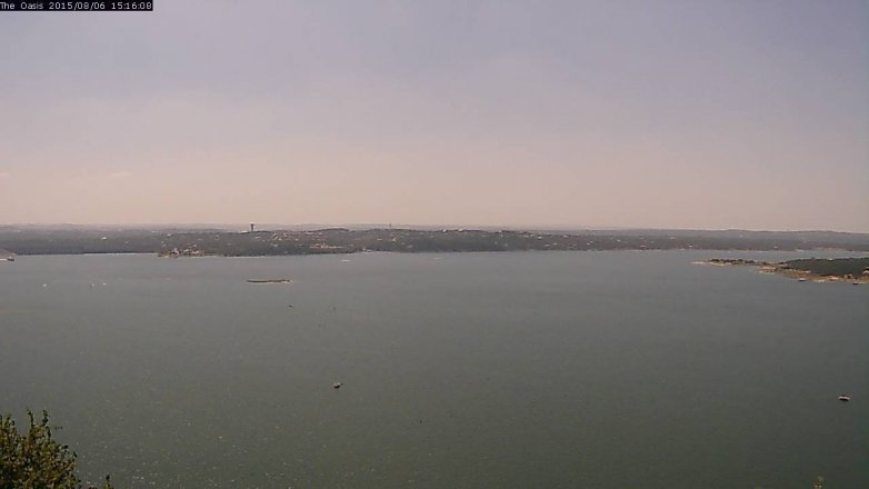 Lake Travis webcam, August 6, 2015 2:20 PM CT