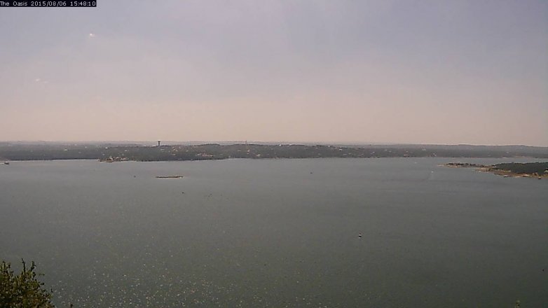 Lake Travis webcam, August 6, 2015 2:55 PM CT
