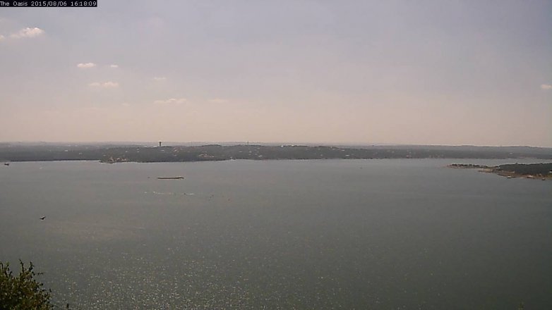 Lake Travis webcam, August 6, 2015 3:25 PM CT