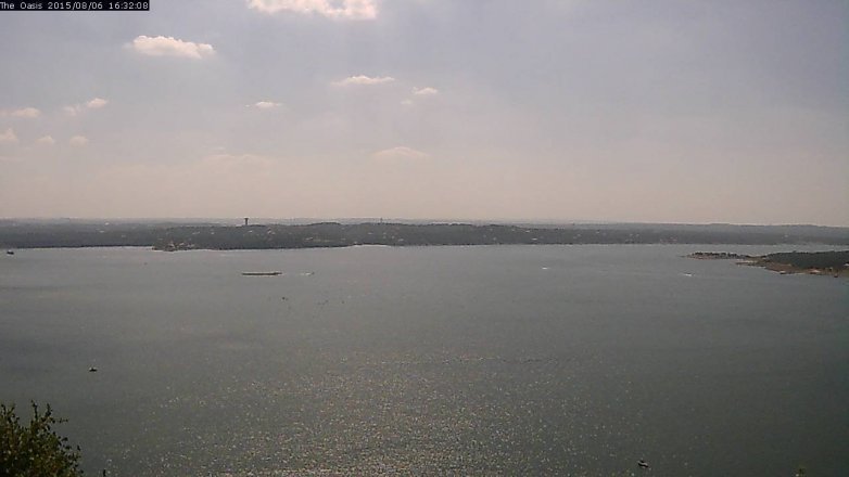 Lake Travis webcam, August 6, 2015 3:40 PM CT