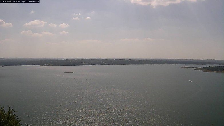 Lake Travis webcam, August 6, 2015 3:50 PM CT