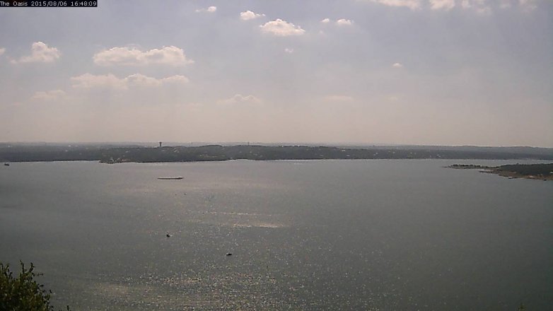 Lake Travis webcam, August 6, 2015 3:55 PM CT