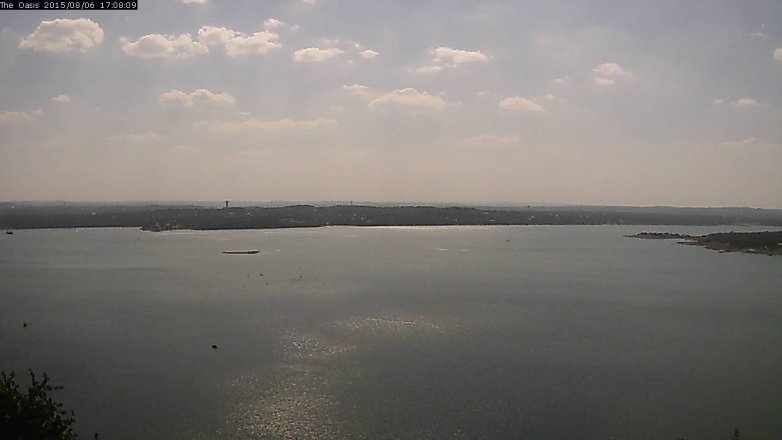 Lake Travis webcam, August 6, 2015 4:15 PM CT
