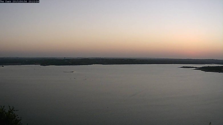 Lake Travis webcam, August 6, 2015 7:30 PM CT