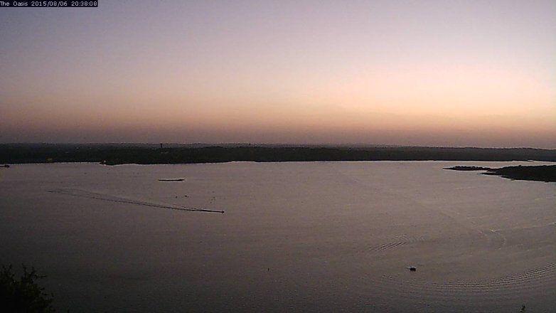 Lake Travis webcam, August 6, 2015 7:45 PM CT
