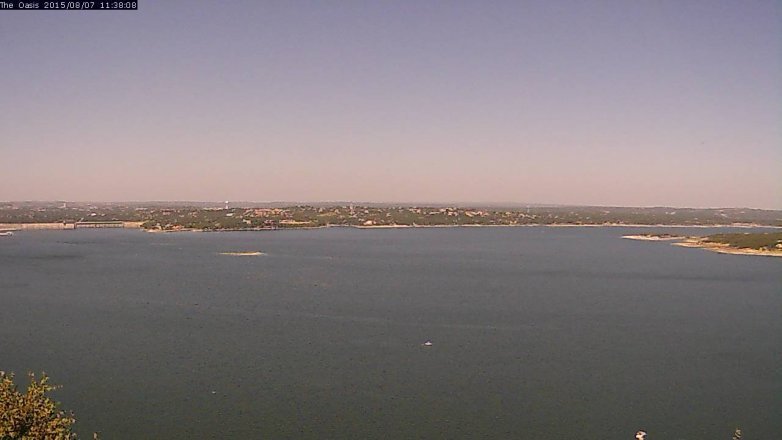 Lake Travis webcam, August 7, 2015 10:45 AM CT