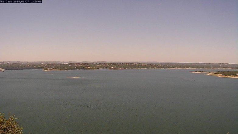 Lake Travis webcam, August 7, 2015 12:25 PM CT