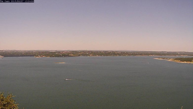 Lake Travis webcam, August 7, 2015 12:30 PM CT