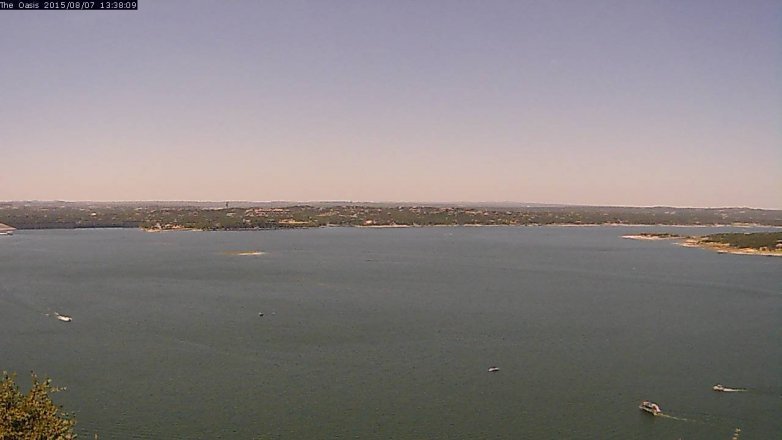 Lake Travis webcam, August 7, 2015 12:45 PM CT