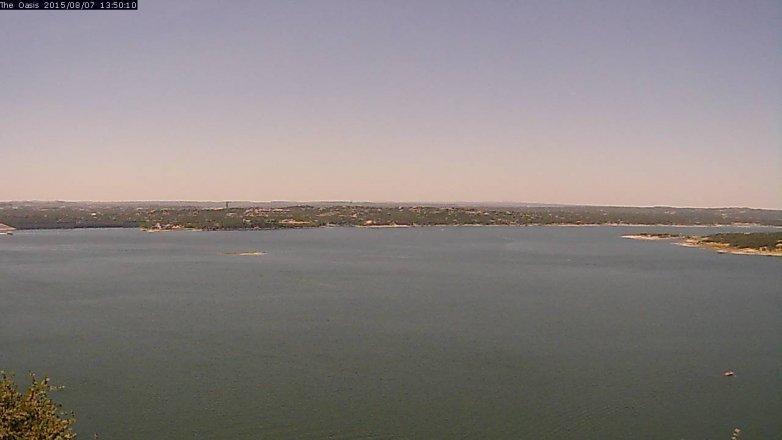 Lake Travis webcam, August 7, 2015 12:55 PM CT