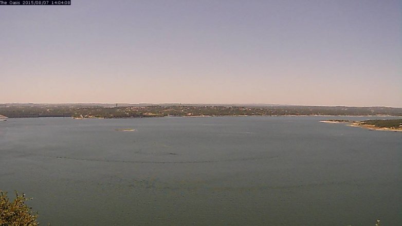 Lake Travis webcam, August 7, 2015 1:10 PM CT