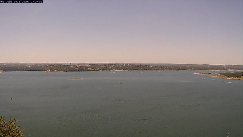 Lake Travis webcam, August 7, 2015 1:30 PM CT
